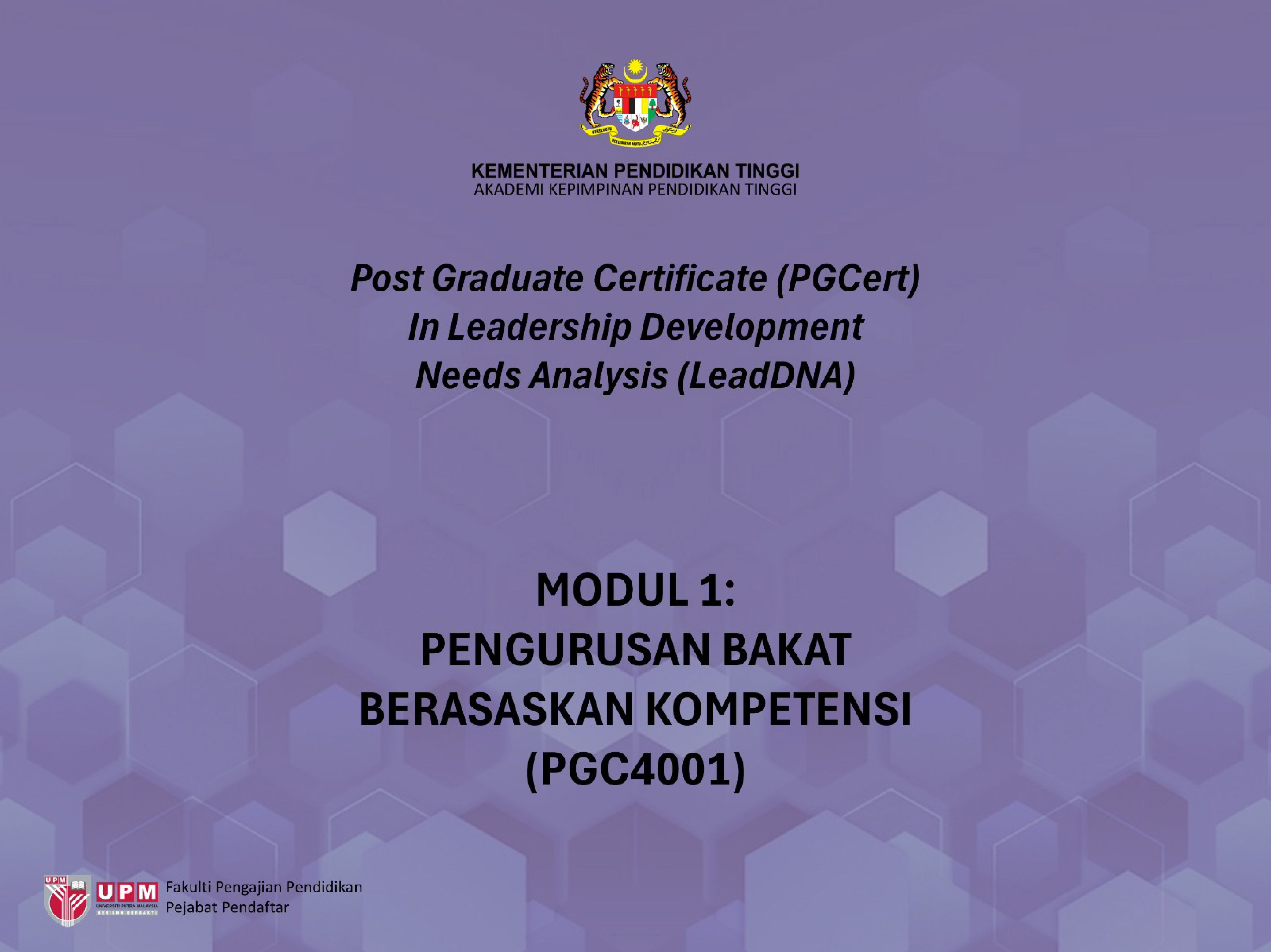 Modul 1: Pengurusan Bakat Berasaskan Kompetensi (PGC4001)