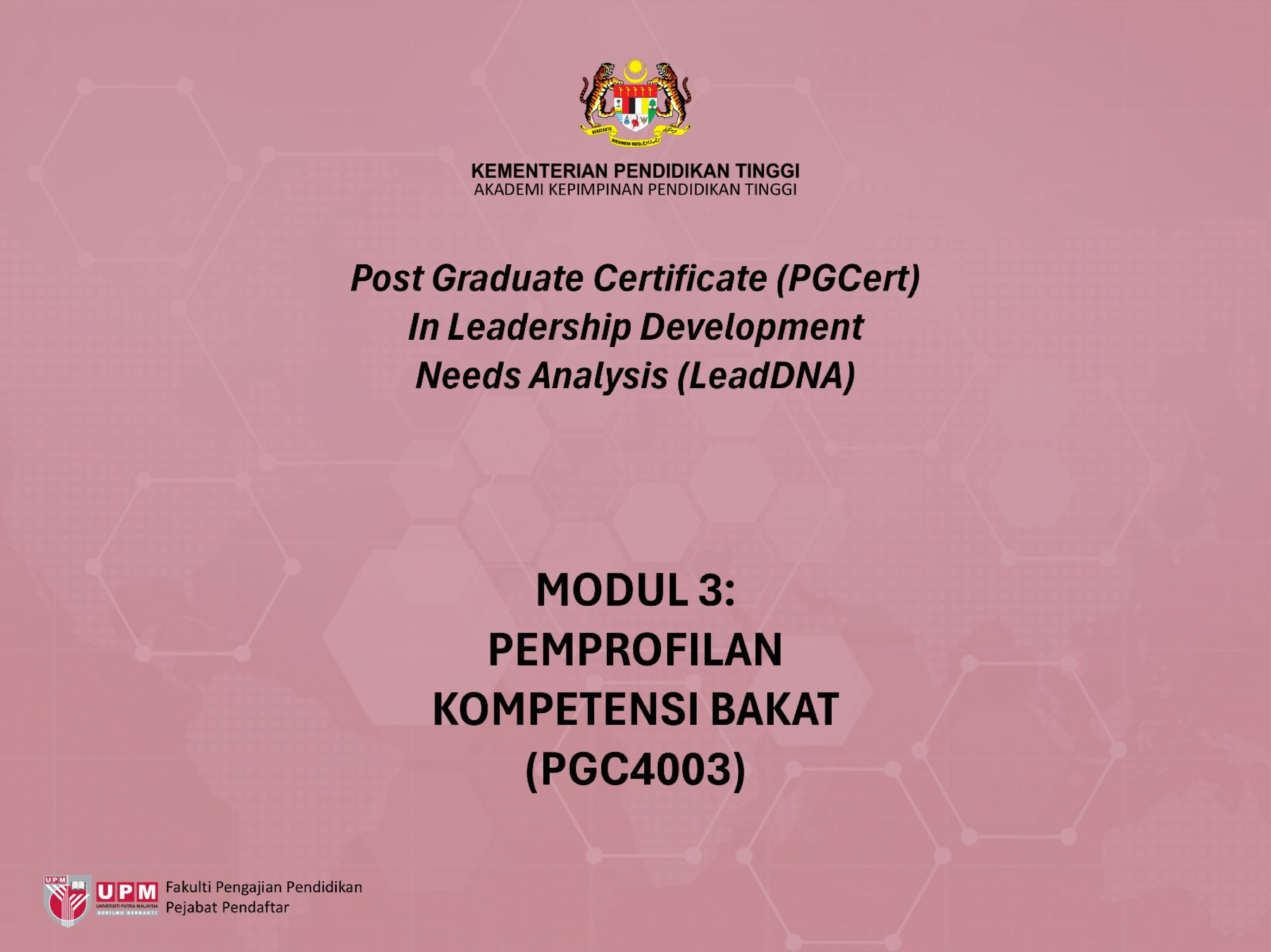 Modul 3: Pemprofilan Kompetensi Bakat (PGC4003)